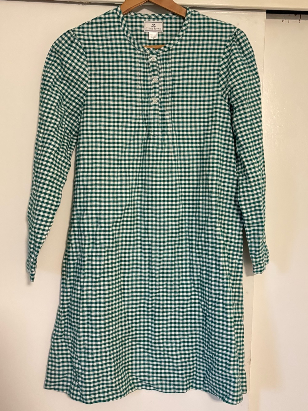 Petite Plume Checkered Green and White Nightgown  Size 14